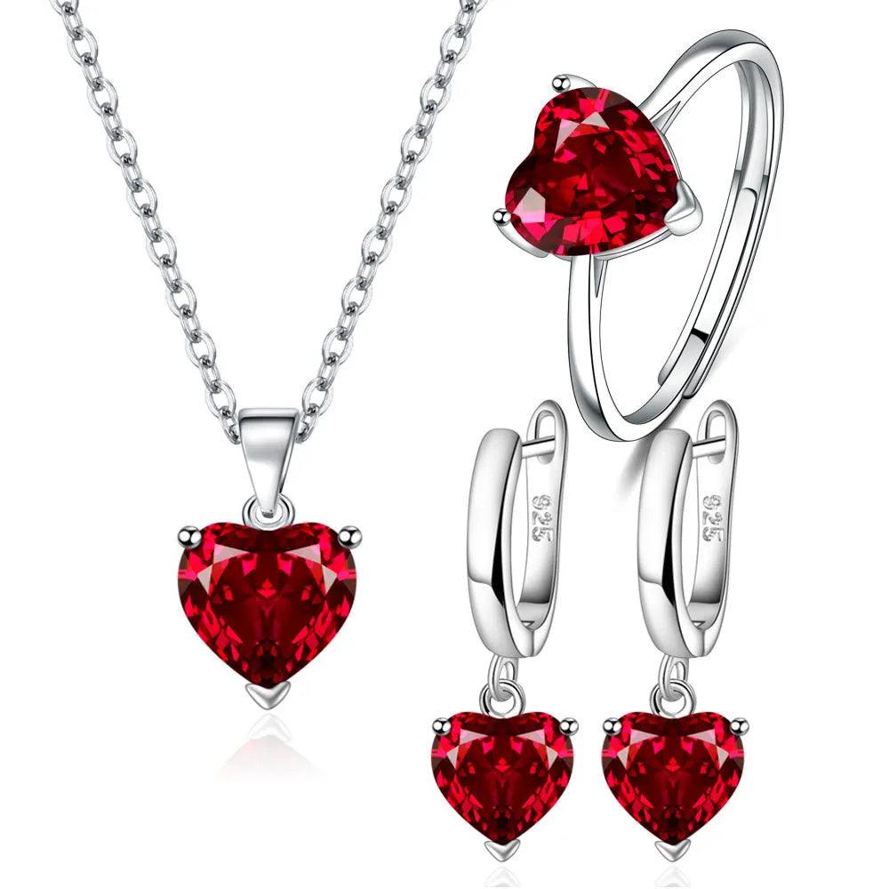 Sterling Silver Heart Zircon Jewelry Set 