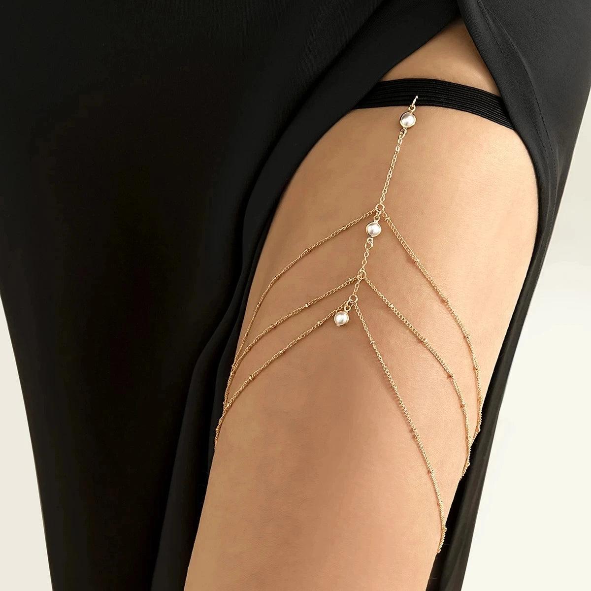 Sexy Multilayer Tassel Thigh Gold Chain