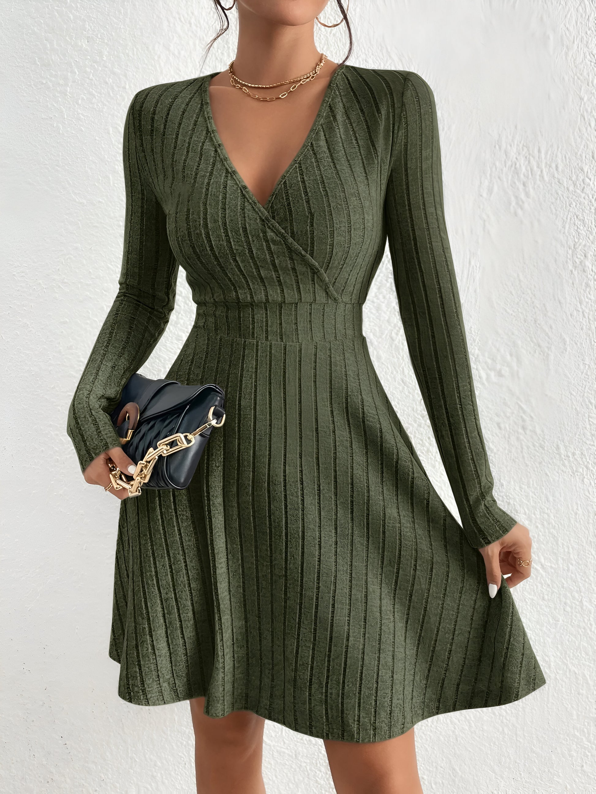 Cozy Comfort: V-Neck Bodycon Sweater Dress