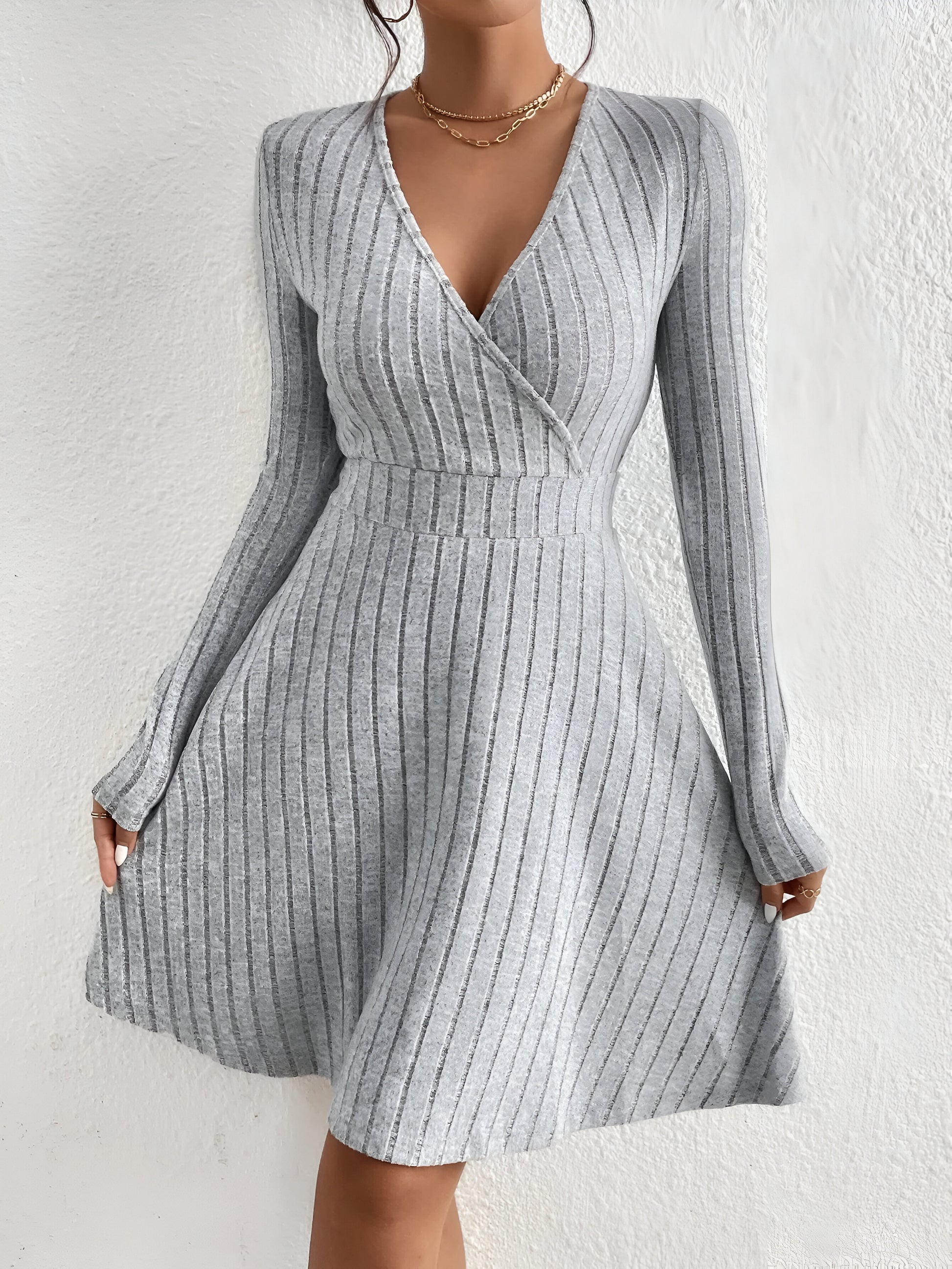 Cozy Comfort: V-Neck Bodycon Sweater Dress