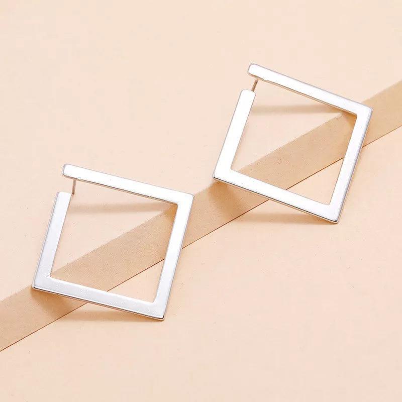 Silver Square Stud Earrings