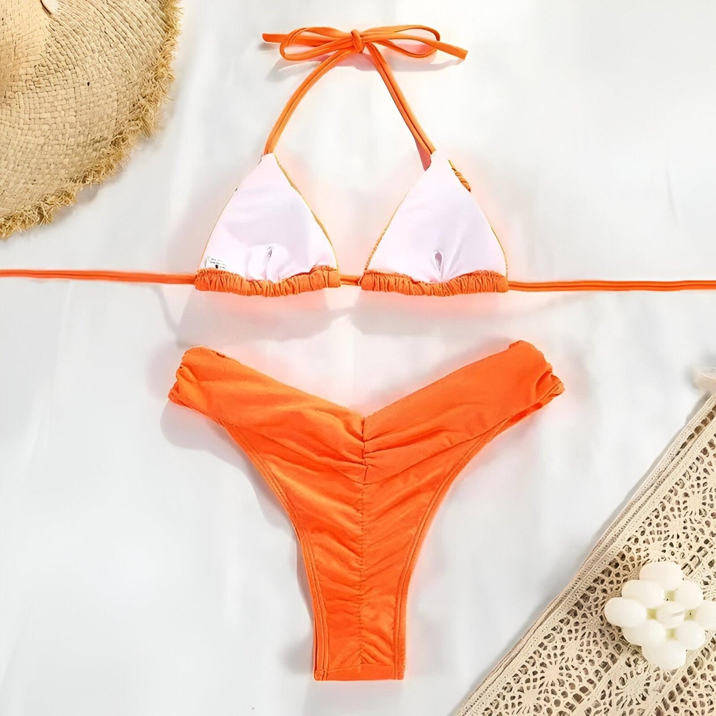 Micro Bikinis Set for Women - Orange Triangle Swimwear