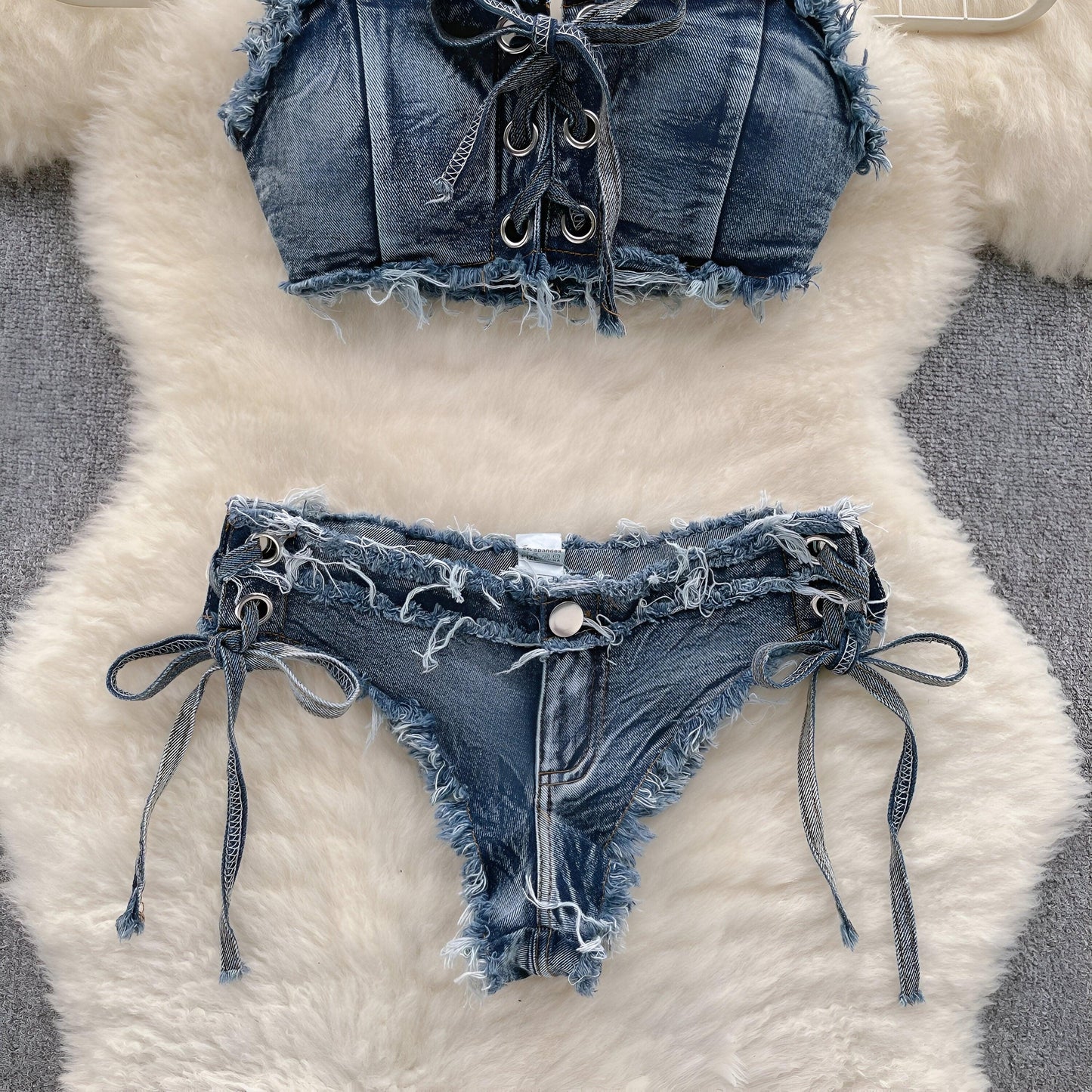 Retro Denim Bikini Set Summer Swimwear