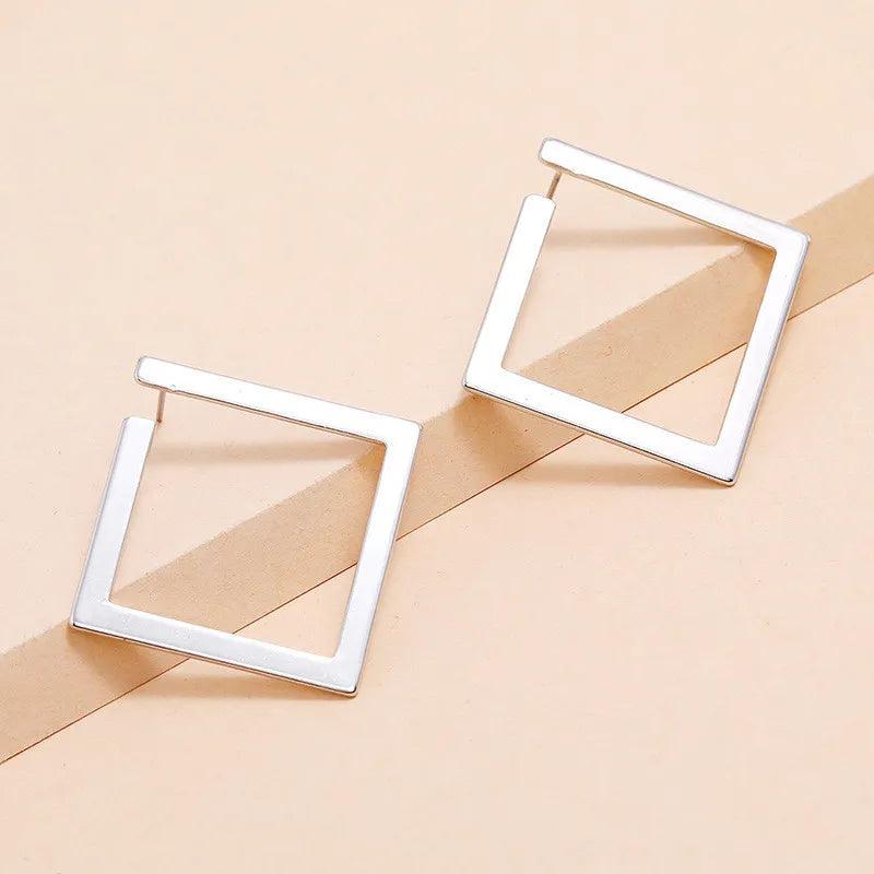 Silver Square Stud Earrings