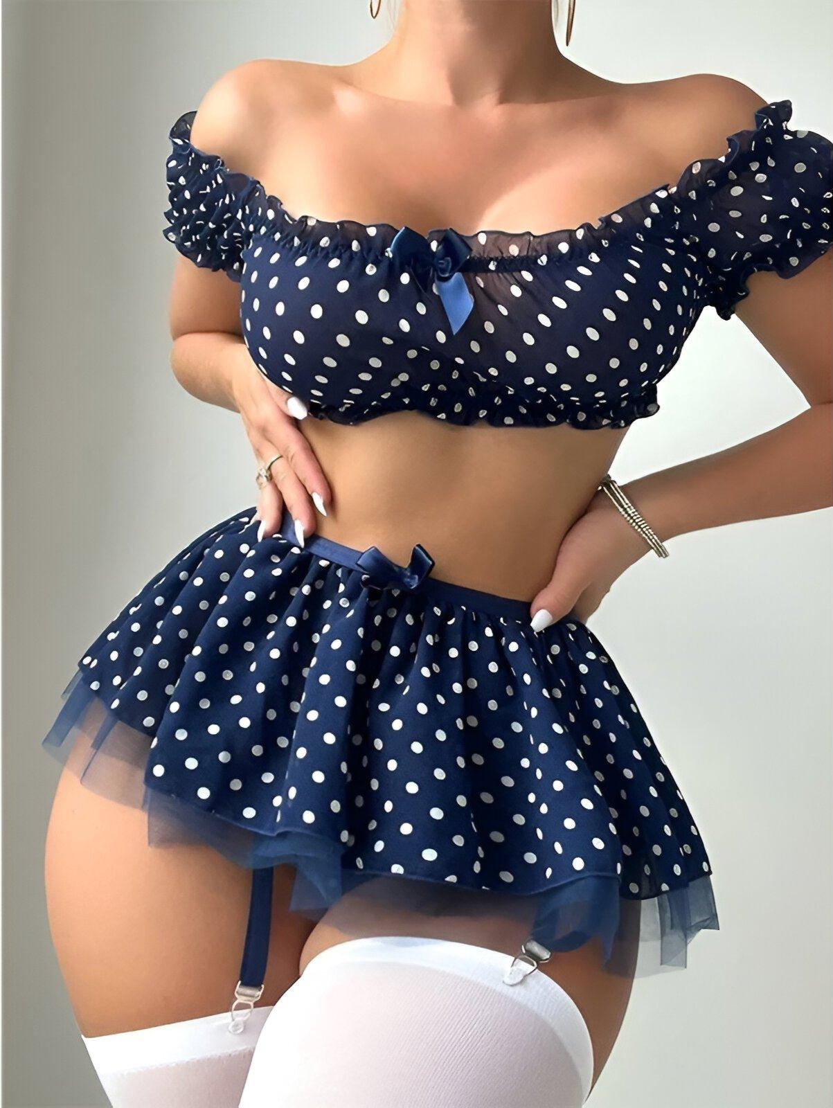 Sweet Serenade Navy Blue Lingerie Set