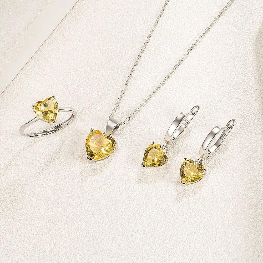 Sterling Silver Heart Zircon Jewelry Set 