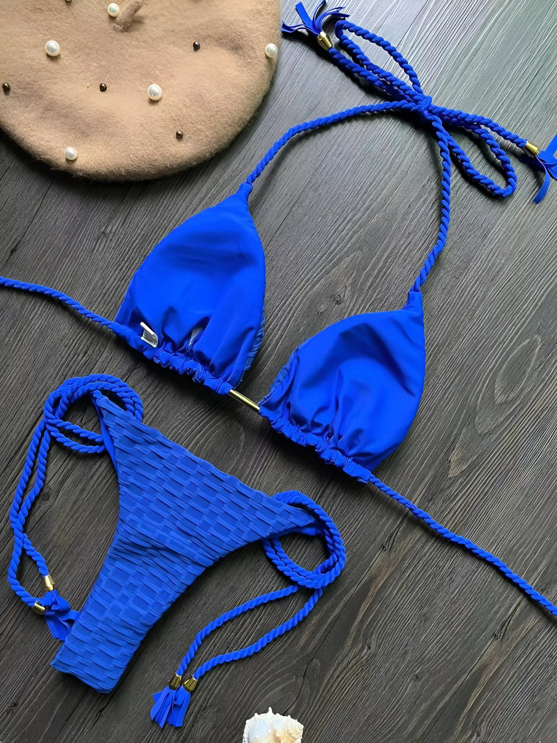 Sun-Kissed Allure Sexy Blue Bikini Set