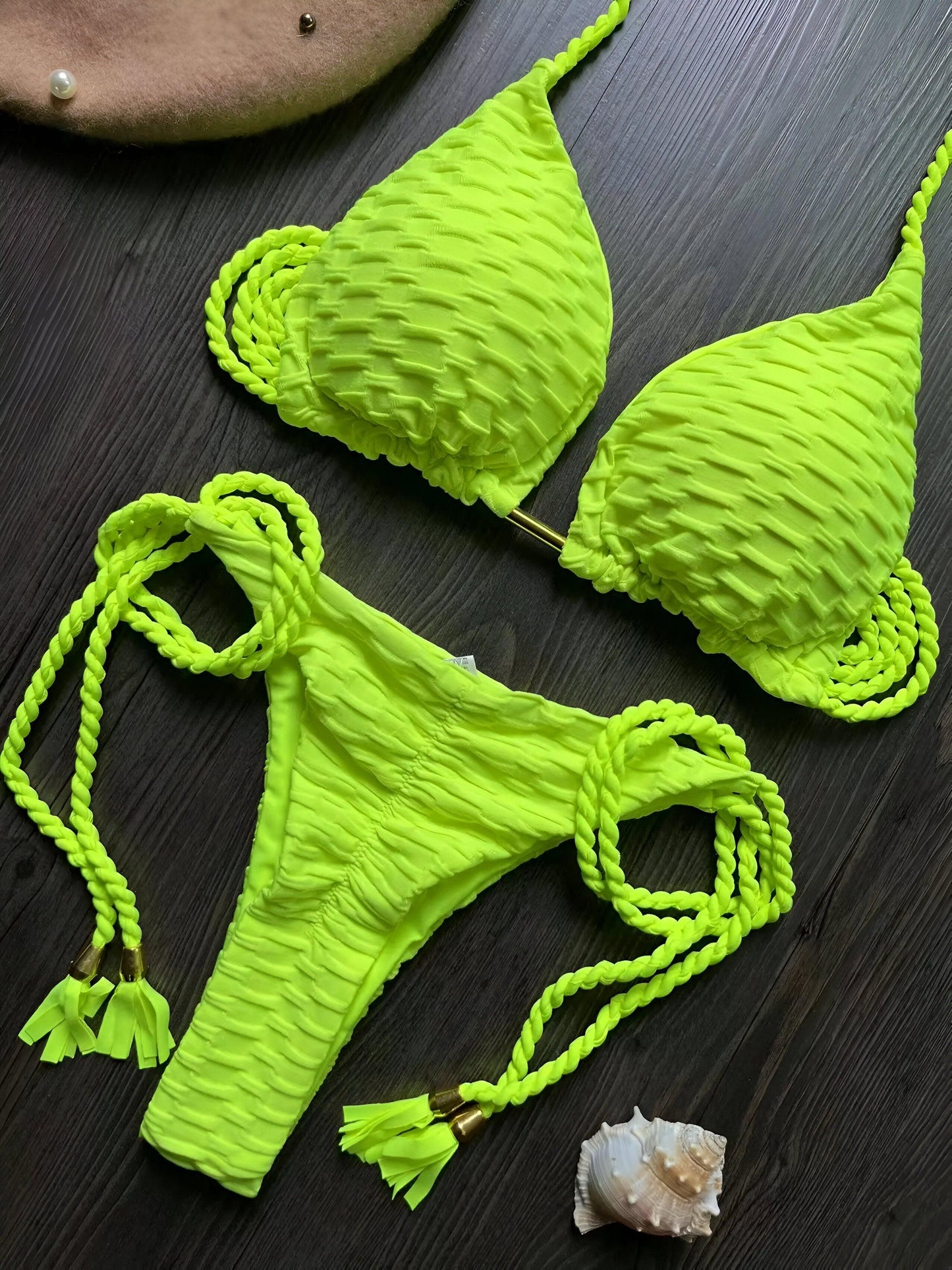 Sun-Kissed Allure Sexy Lime Green Bikini Set