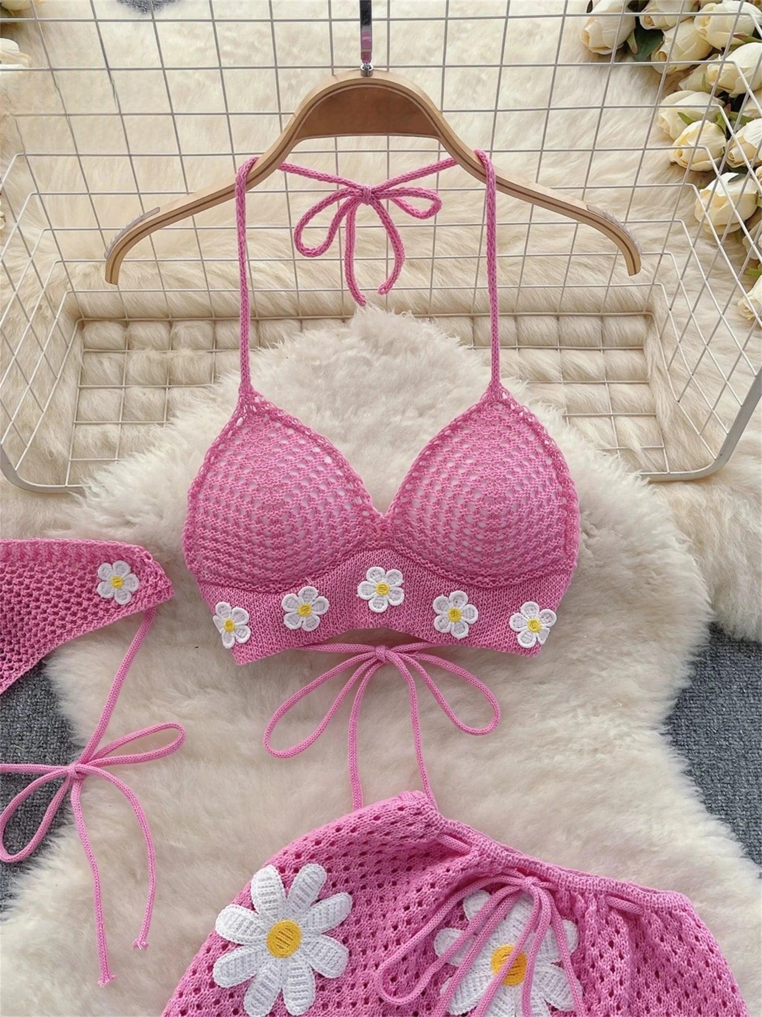 Alluring Two-Piece Summer Playful Pink Bikini Set 