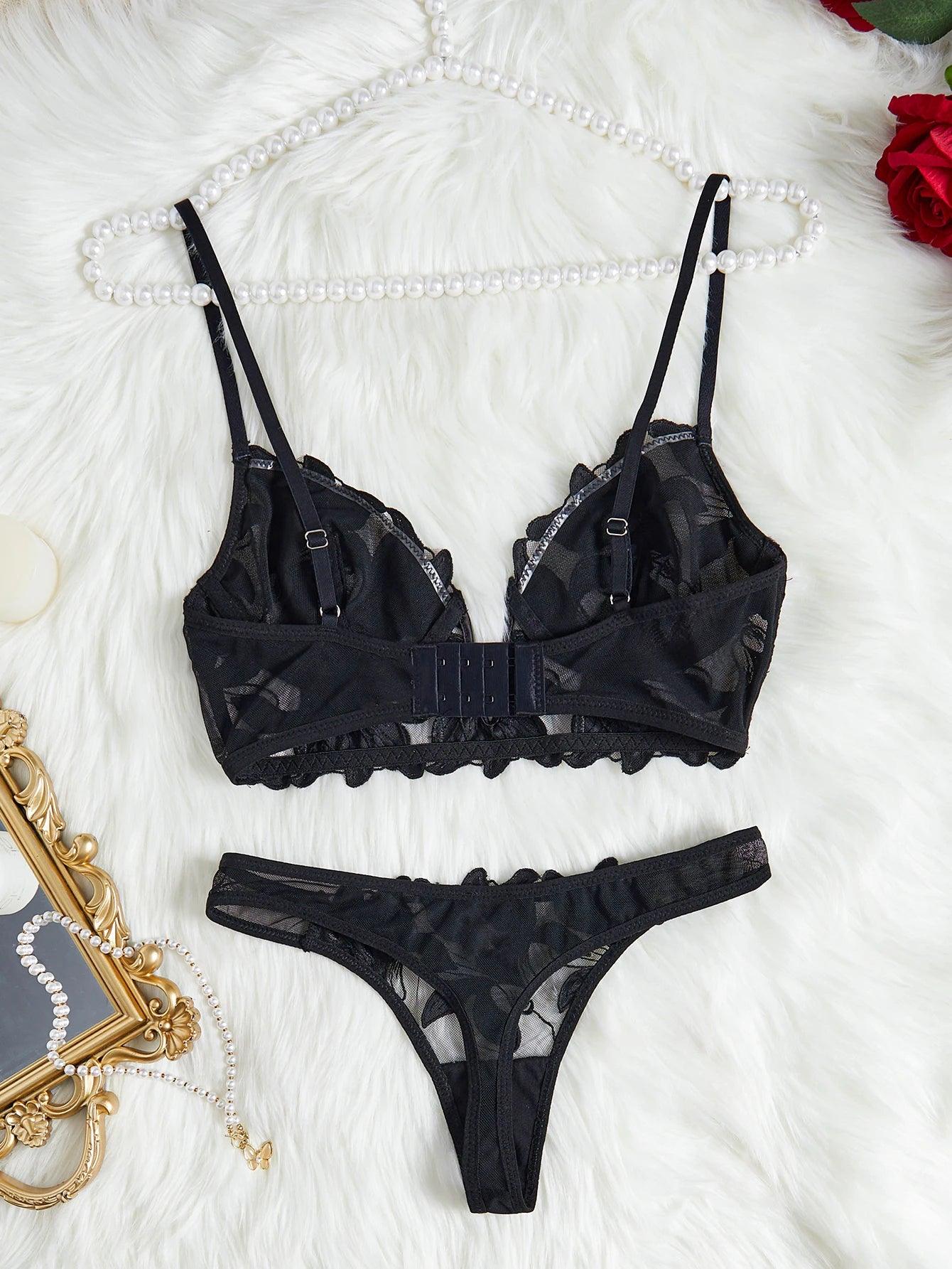 Midnight Floral Fantasy: Luxe and Seductive Black Lingerie Sets