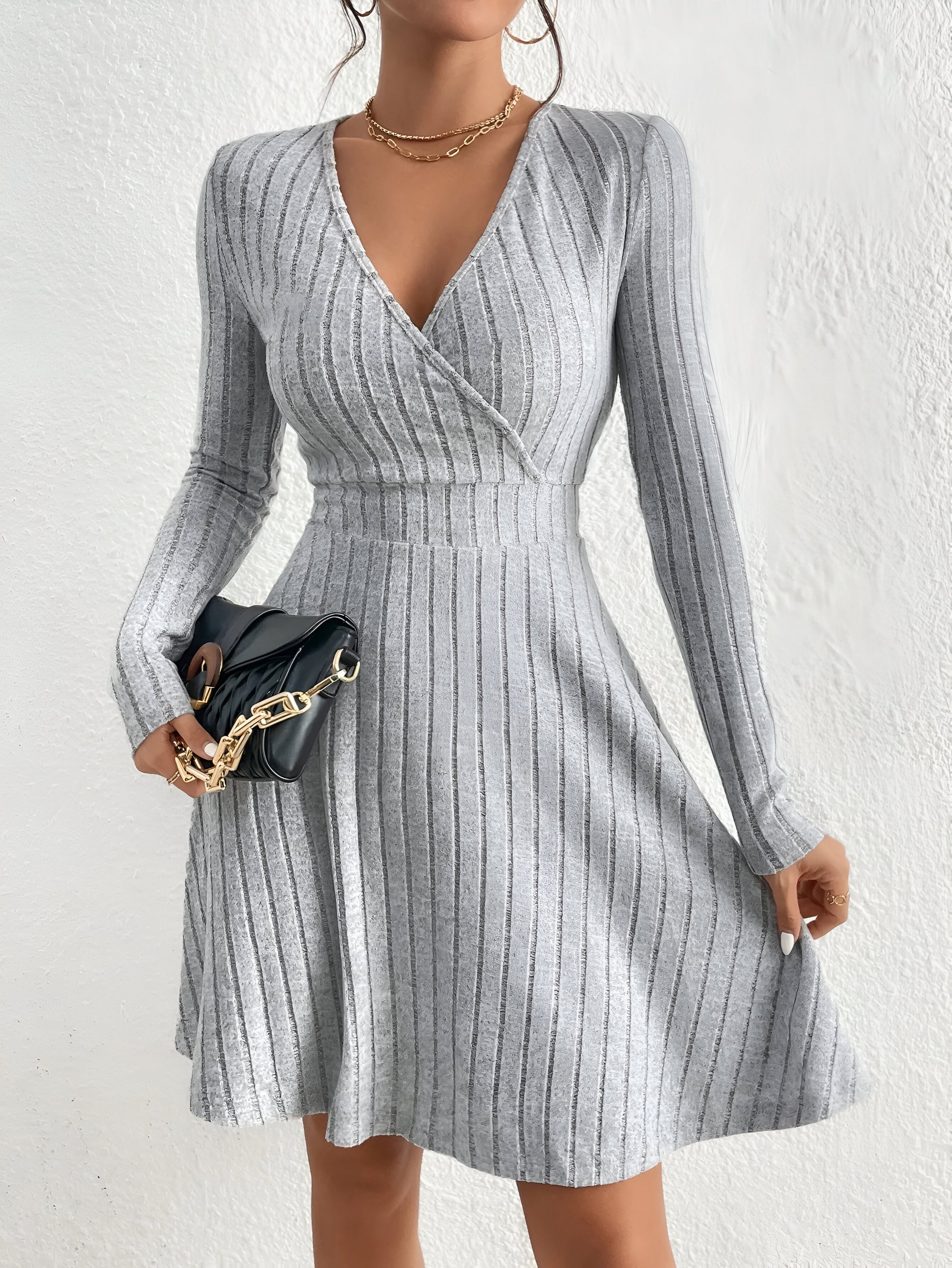 Cozy Comfort: V-Neck Bodycon Sweater Dress