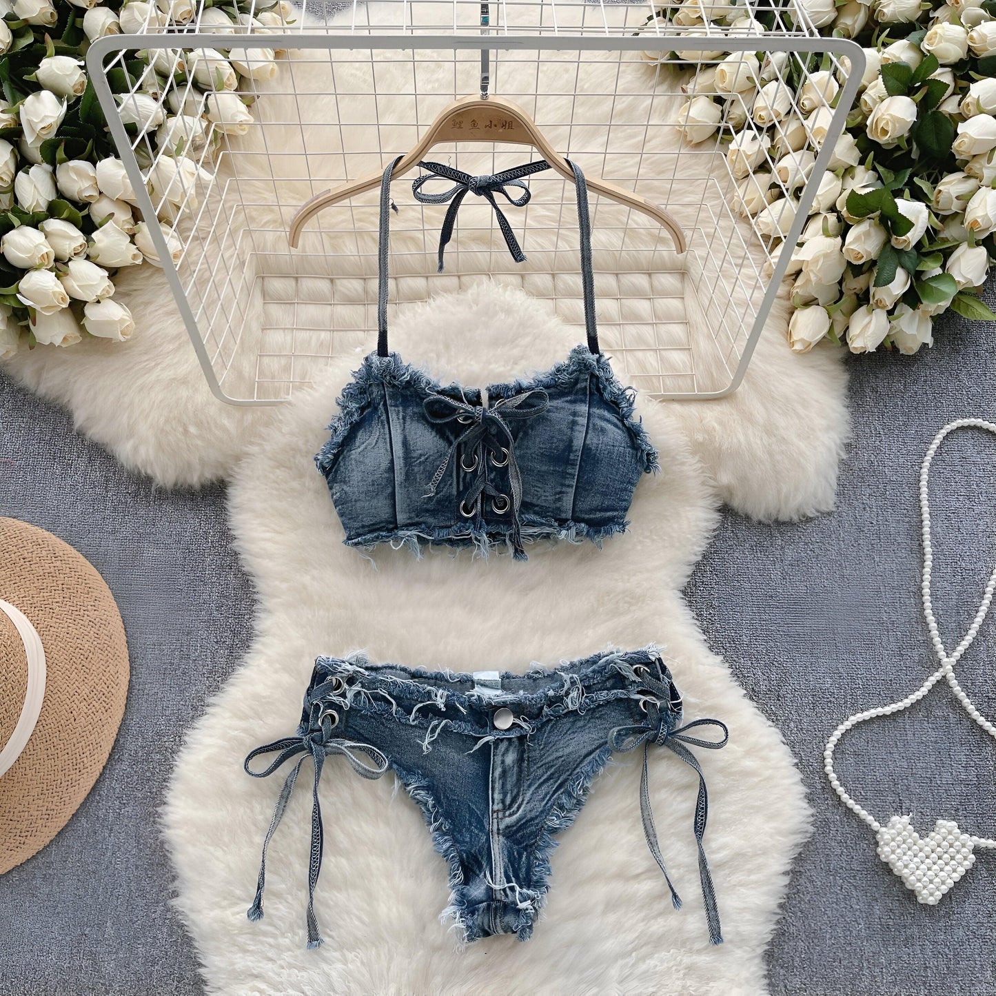 Retro Denim Bikini Set Summer Swimwear