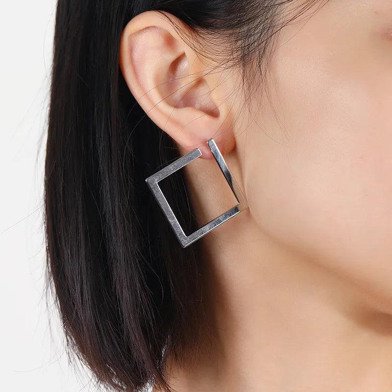 Silver Square Stud Earrings