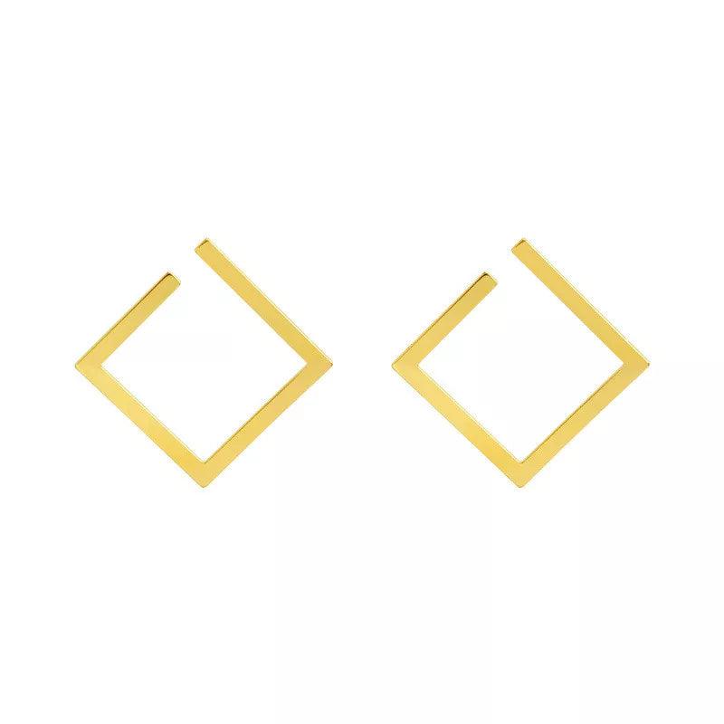 Gold Square Stud Earrings