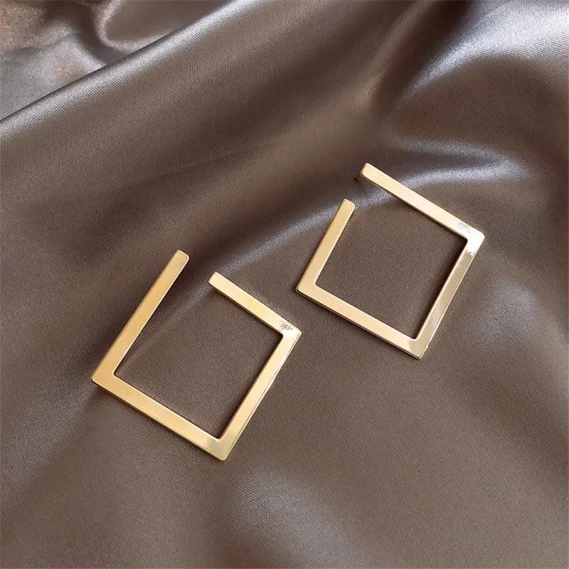 Gold Square Stud Earrings