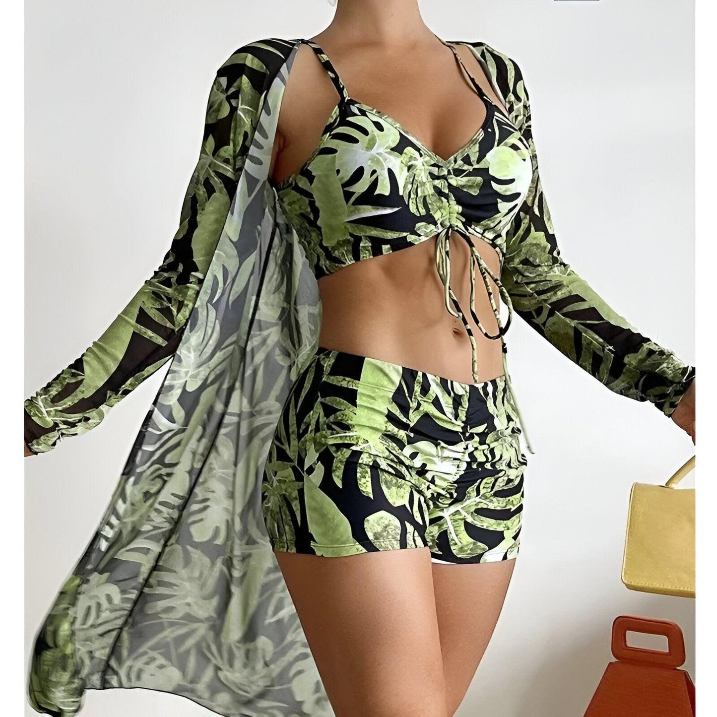 Summer Print Tankini Sets: Push-Up Green Swimwear