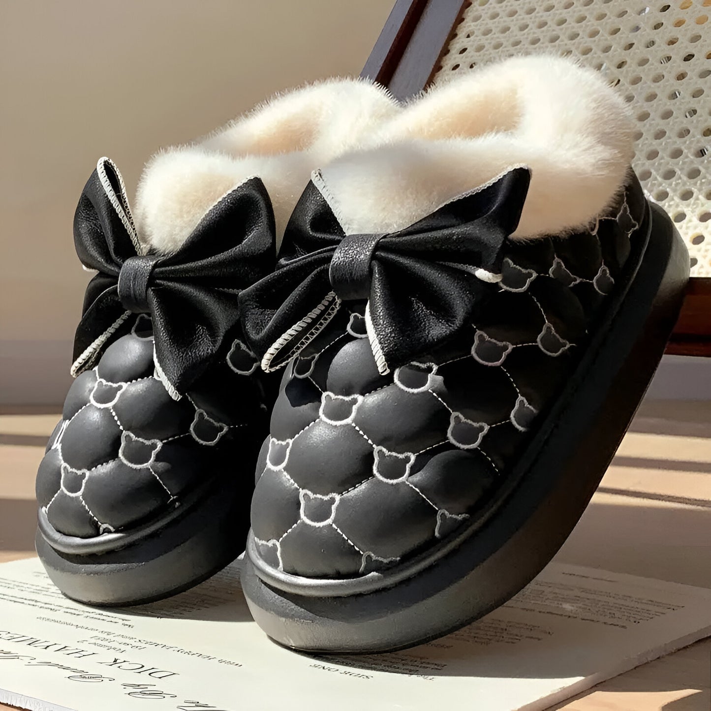 Snowflake Bliss: Designer Winter Fluffy Slippers