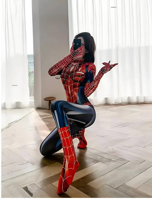 Sexy Red Spider Women Cosplay Jumpsuit