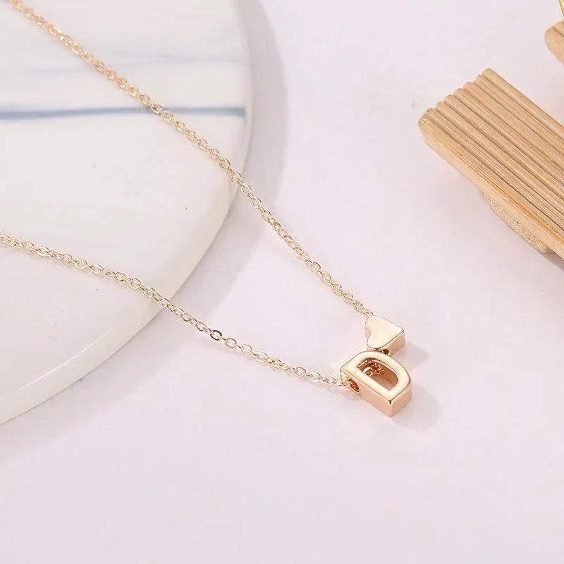 Sweet Heart Initial Gold Necklace