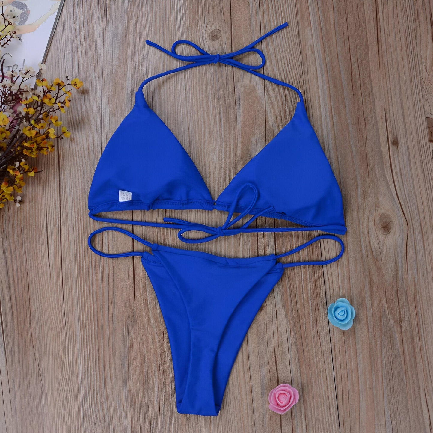 Summer Sexy 2 Piece Blue Bikini Set with G-String Thong