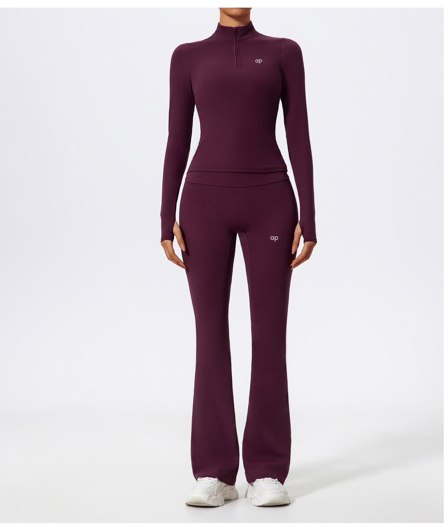 Allure Flex Zip Flare Burgundy Set – Premium Activewear