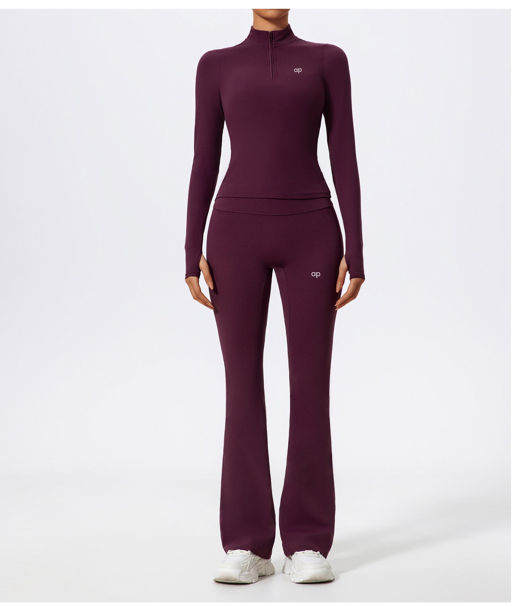 Allure Flex Zip Flare Burgundy Set – Premium Activewear
