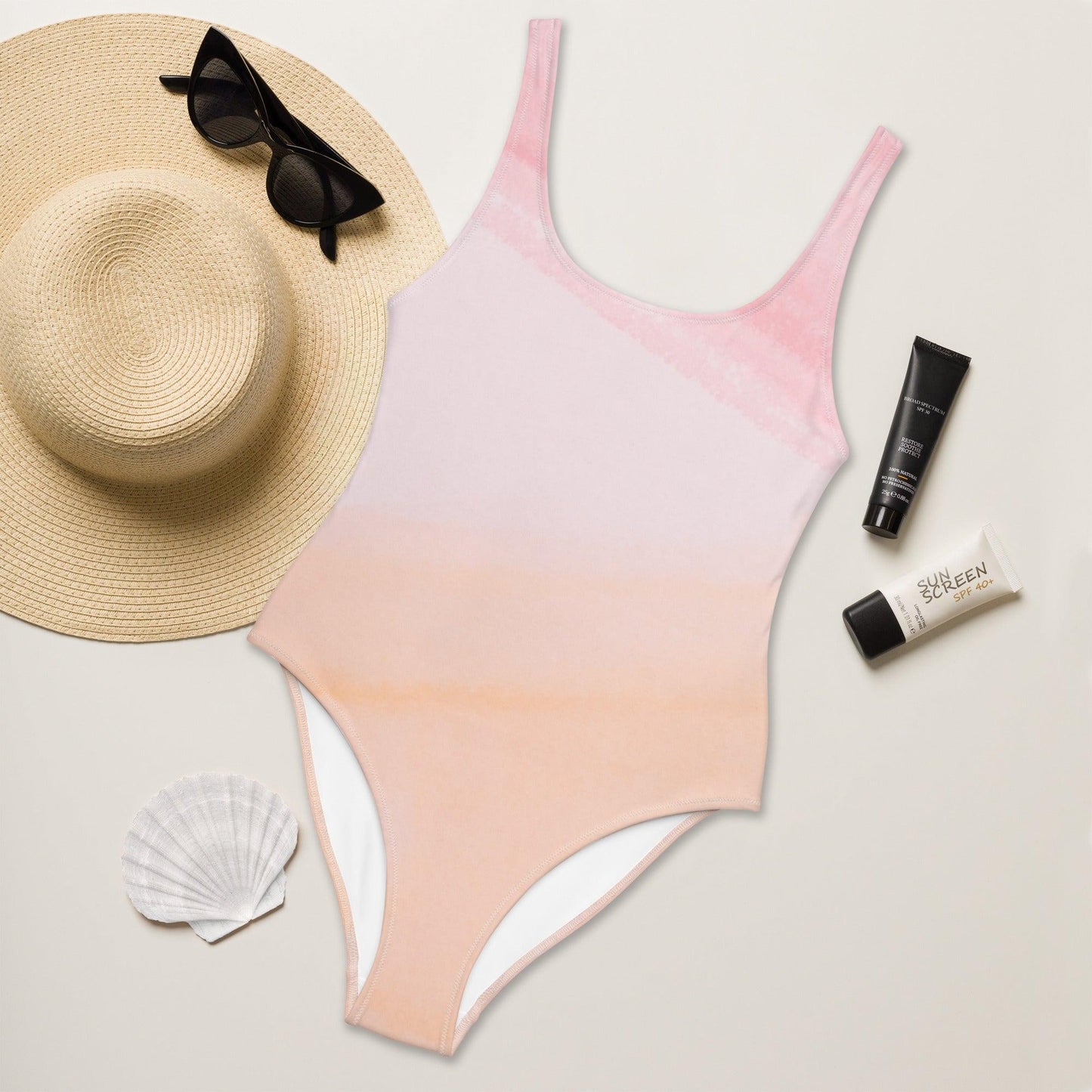 Cotton Candy Blush: Sweet Serenade Pink Color One-Piece Swimsuit 