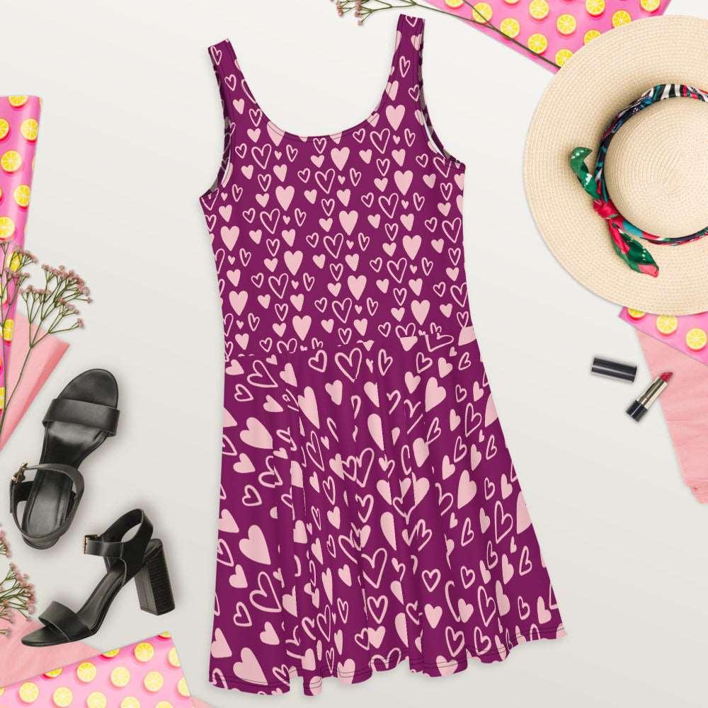 Lavender Bliss Love Print Skater Dress