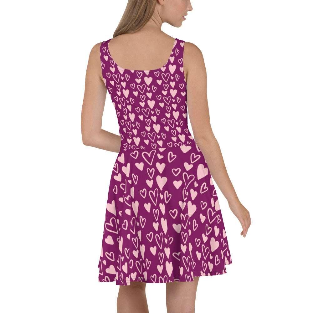 Lavender Bliss Love Print Skater Dress