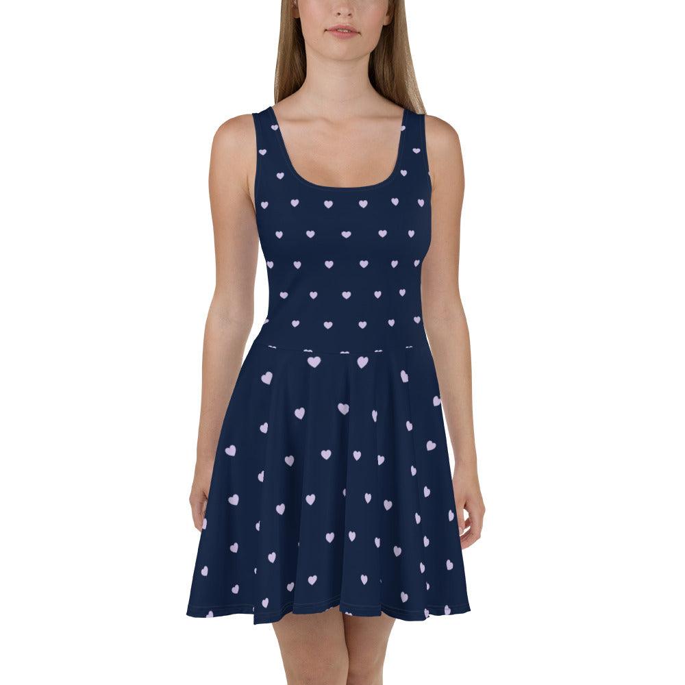 Sugar Sweet Navy Blue Skater Dress - AllurePassion