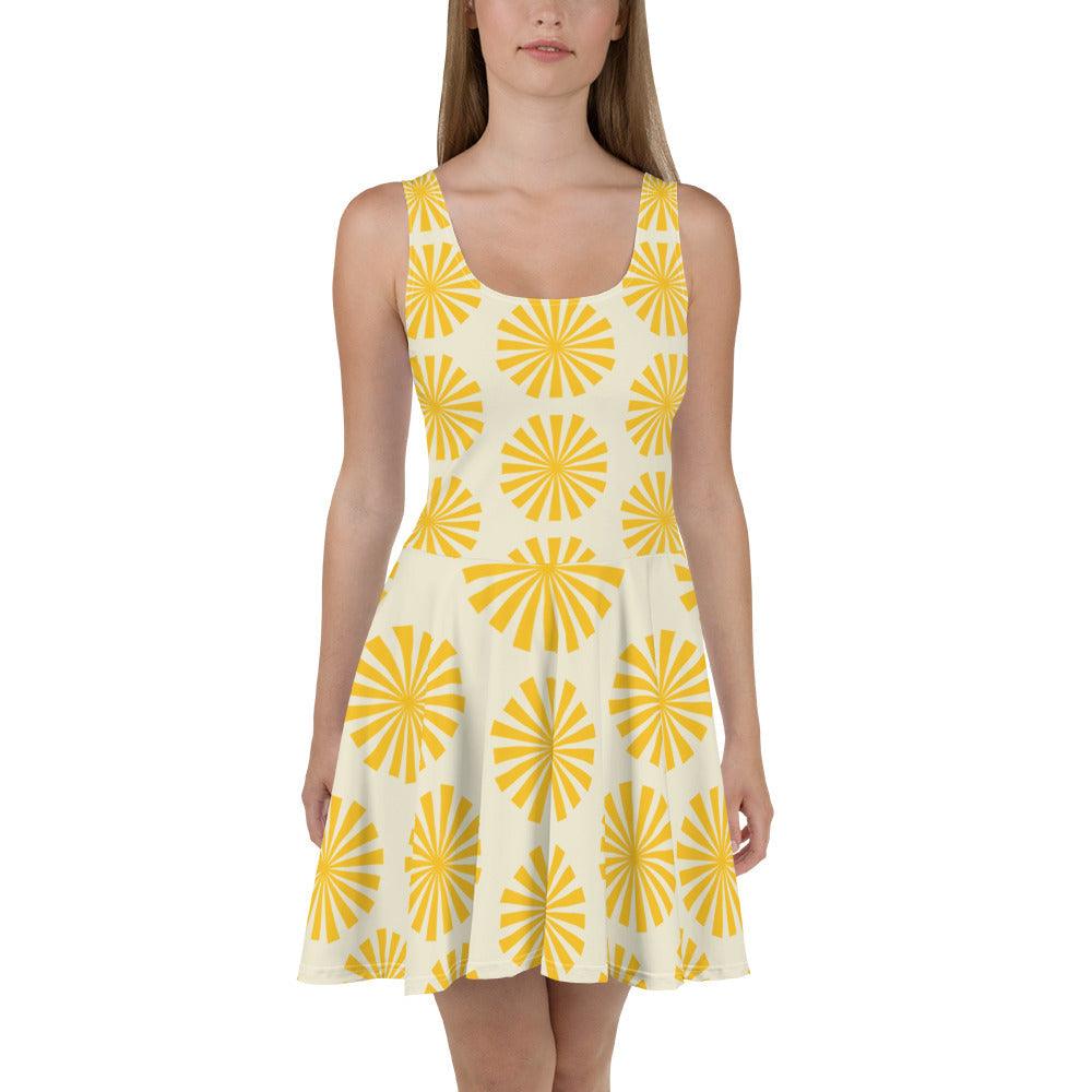 Playful Sunny Yellow Skater Dress - AllurePassion