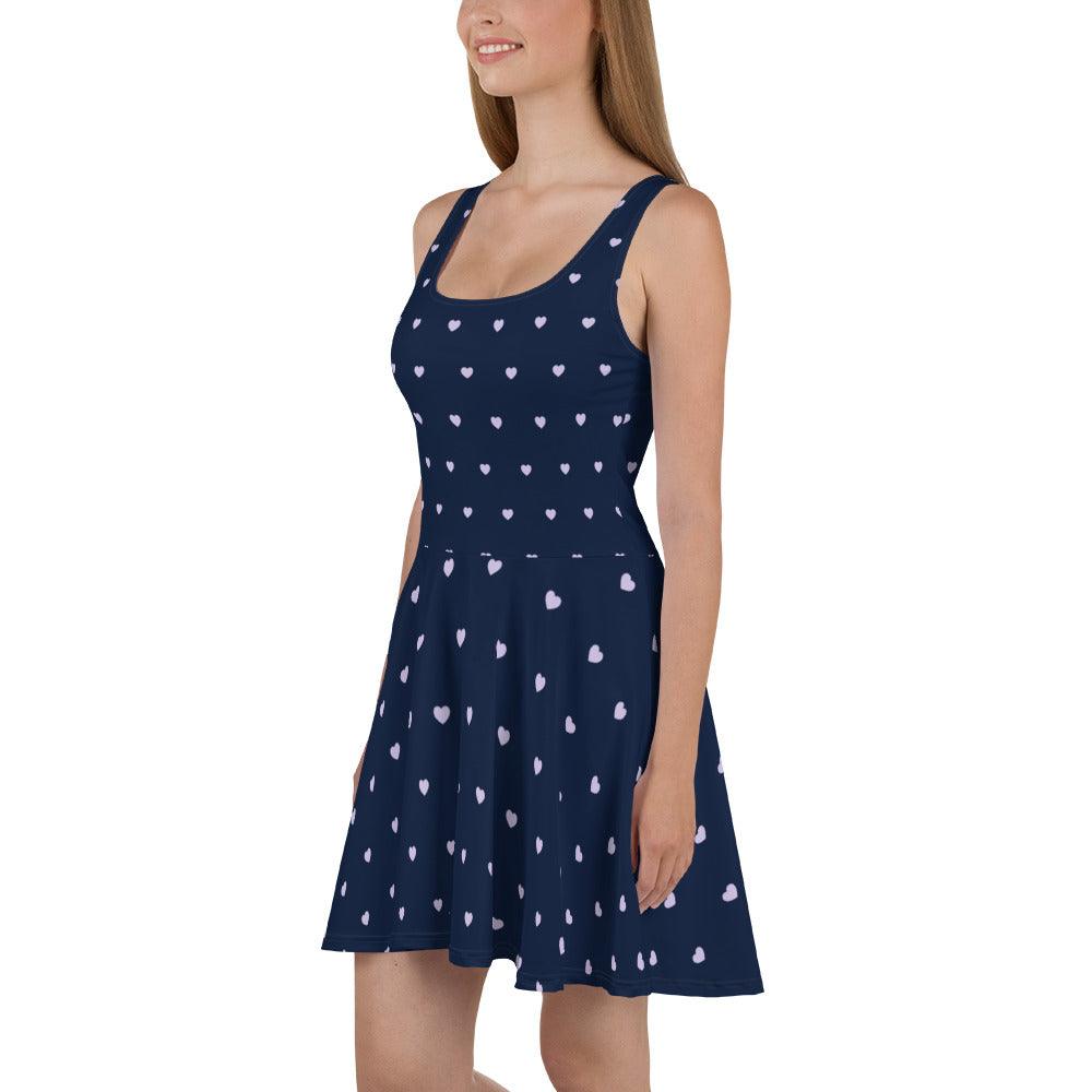 Sugar Sweet Navy Blue Skater Dress - AllurePassion