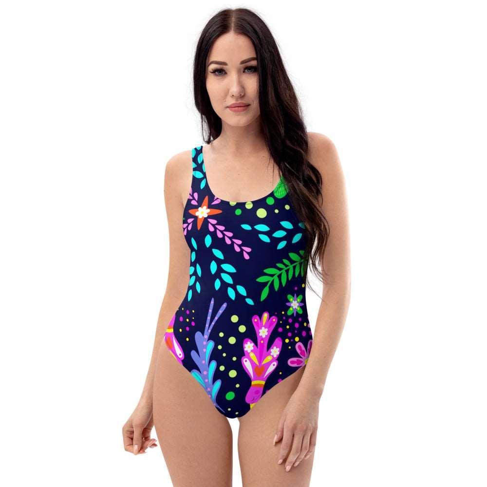 Mystic Elegance Navy Blue One-Piece Swimsuit